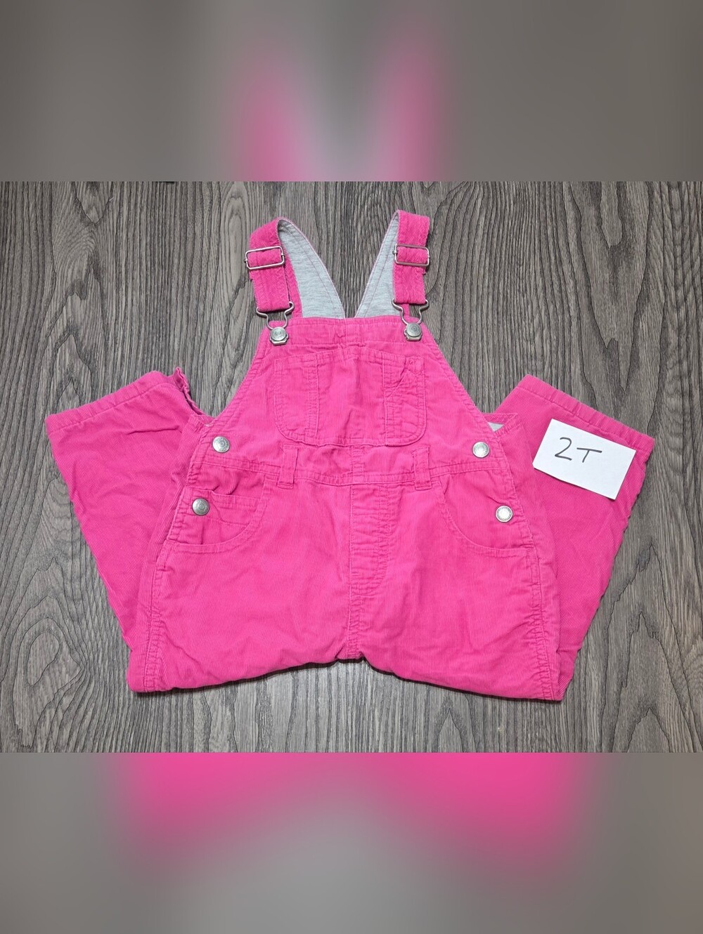2t Girls Hot Pink Corduroy Overalls